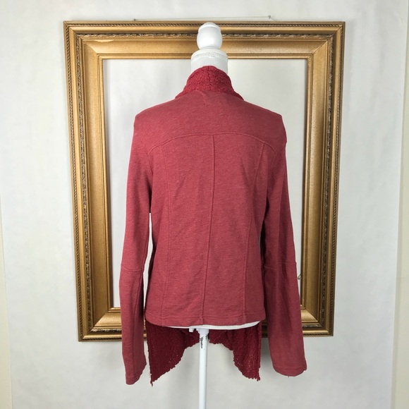LUCKY BRAND red knit open drape cardigan sweater - Picture 4 of 7